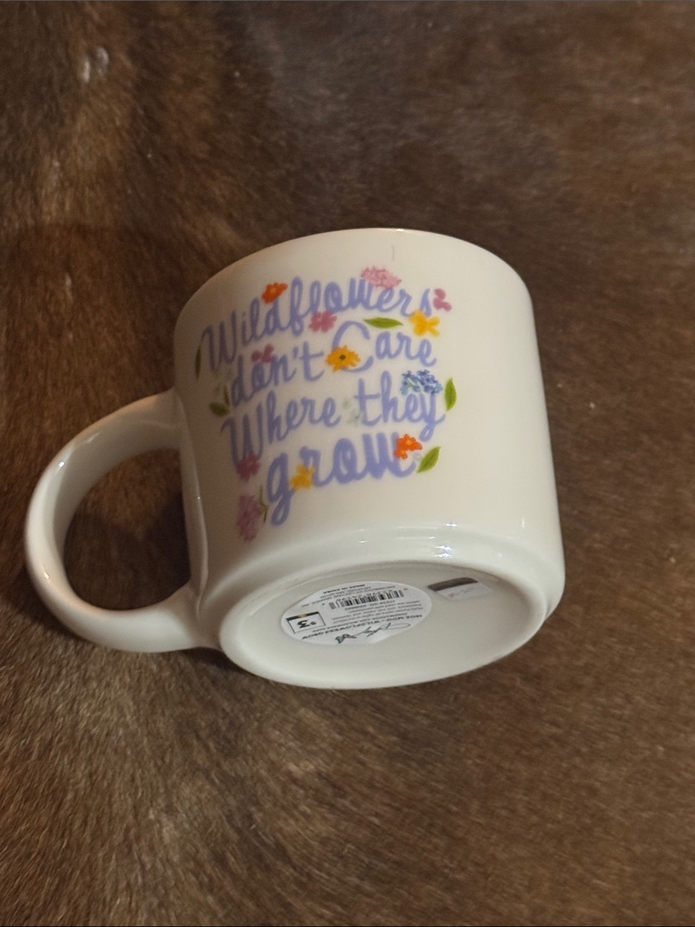 Dolly White Floral Quote Ceramic Mug - Wildflowers Design